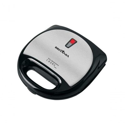 Sanduicheira E Grill Britania Crome Inox Preta 110V
