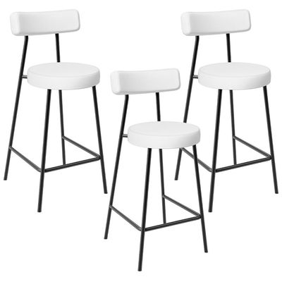 Kit 03 Banquetas Baixas Para Cozinha Sala De Jantar Bar Bancada Milão L02 Facto Branco - Lyam Decor