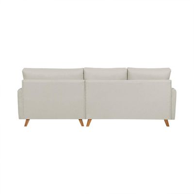Sofá 5 Lugares Geribá com Chaise Direito Linho Bege e Marrom