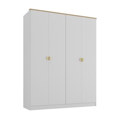 Guarda-Roupa Solteiro Brescia 4 Portas 2 Gavetas Branco