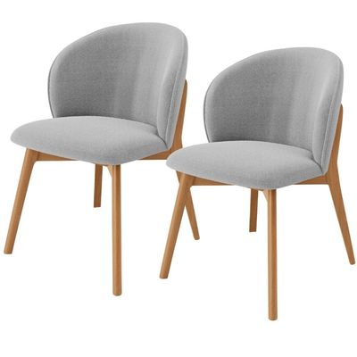 Kit 02 Cadeiras de Jantar e Estar Living Estofada Mia L02 Bouclê Cinza - Lyam Decor