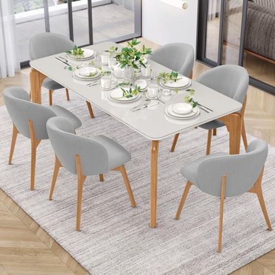 Kit 02 Cadeiras de Jantar e Estar Living Estofada Mia L02 Bouclê Cinza - Lyam Decor
