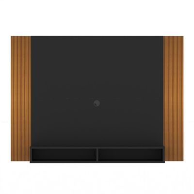 Painel Tv 43 Polegadas Suspenso Com Nichos Bonsai - Preto E Ripado Preto E Ripado