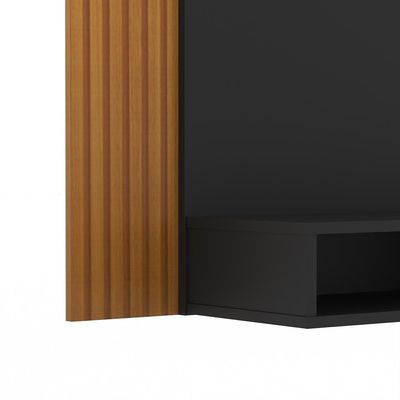 Painel Tv 43 Polegadas Suspenso Com Nichos Bonsai - Preto E Ripado Preto E Ripado