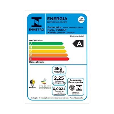 Centrífuga De Roupas Suggar Giromax 15Kg Preto 220V