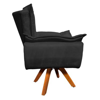 Poltrona Sala de Estar Giratória MM30 Opala Suede Preto