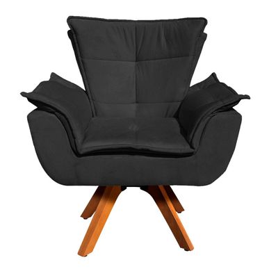 Poltrona Sala de Estar Giratória MM30 Opala Suede Preto