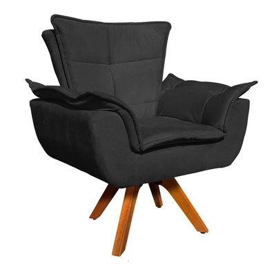 Poltrona Sala de Estar Giratória MM30 Opala Suede Preto