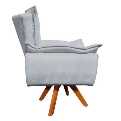 Poltrona Sala de Estar Giratória MM30 Opala Suede Cinza D03 - D'Rossi