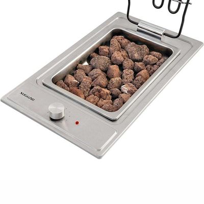 Cooktop Elétrico Inox Barbecue Churrasqueira Com Grelha 220V
