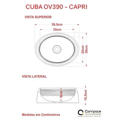Cuba Apoio Oval Capri O39w Colorida Branco