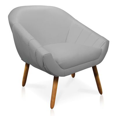 Kit 02 Poltronas Giovana Corino Cinza Pés Palito Castanho - D'Rossi