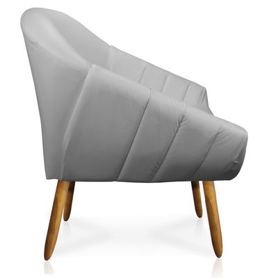 Kit 02 Poltronas Giovana Corino Cinza Pés Palito Castanho - D'Rossi