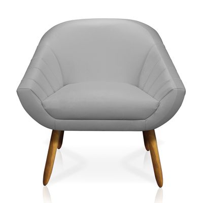 Kit 02 Poltronas Giovana Corino Cinza Pés Palito Castanho - D'Rossi