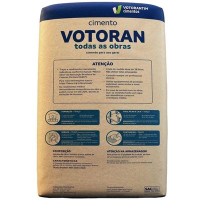Cimento Para Todas As Obras 25 Kilos Cpii F-32 - Votoran Cimento Para Todas As Obras 25kg Cpii F-32 - Votoran