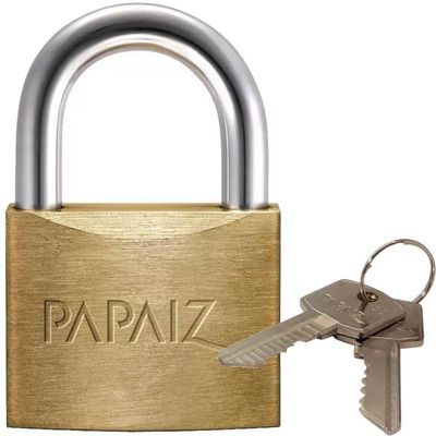 Cadeado De Latão Com 2 Chaves Cr40 - 0100400cx - Papaiz Cadeado Latao C-2chaves Cr-40mm Papaiz