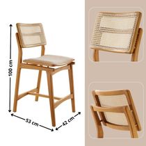 Conjunto Com 2 Banquetas Eva Premium Linho Off Imbuia Natural