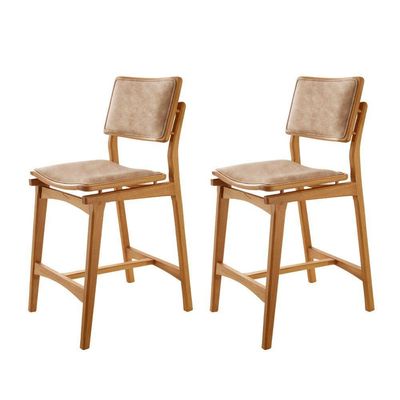 Conjunto Com 2 Banquetas Eva Moderna Milano Imbuia Natural