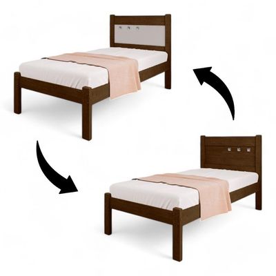 Cama Solteiro Sofisticada Paola Malbec E Off White