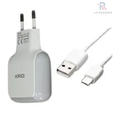 Carregador Turbo Para Tipo C Kaidi Com 2 Portas Usb
