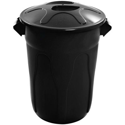 Cesto Plástico 66cm Com Tampa Preto De 100 Litros 00363-e100 - Cr100p - Jsn