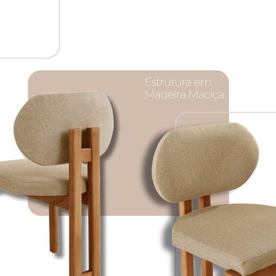 Mesa De Jantar Nala 220cm Madeira Tampo Laminado 8 Cadeira Nala Ambar Imbuia Natural