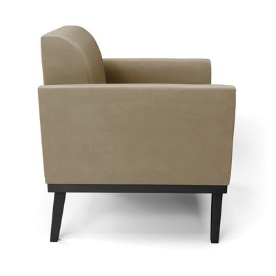 Poltrona Base de Madeira Fixa Preto Marisa Suede Marrom Rato