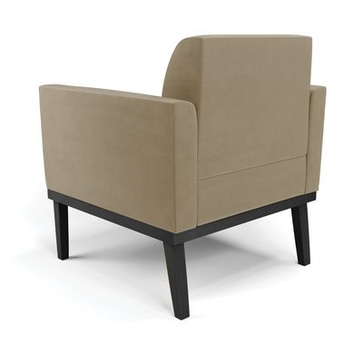 Poltrona Base de Madeira Fixa Preto Marisa Suede Marrom Rato