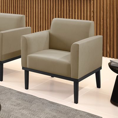 Poltrona Base de Madeira Fixa Preto Marisa Suede Marrom Rato