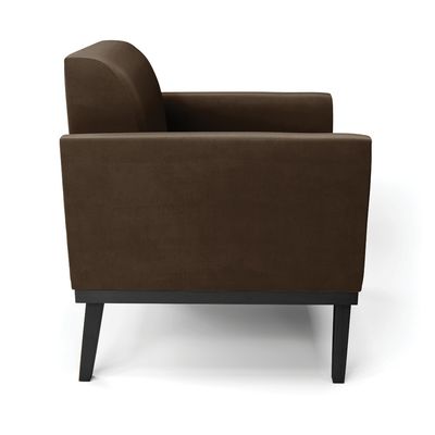 Poltrona Base de Madeira Fixa Preto Marisa Suede Marrom
