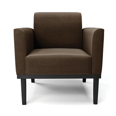 Poltrona Base de Madeira Fixa Preto Marisa Suede Marrom