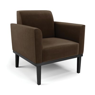 Poltrona Base de Madeira Fixa Preto Marisa Suede Marrom
