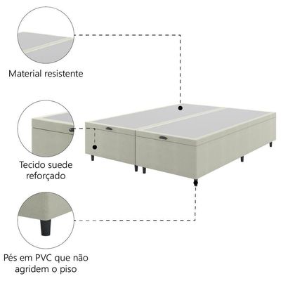 Cama Box Com Baú King 1,93m Prince Suede Bege Bege