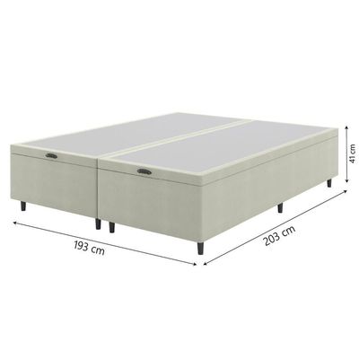 Cama Box Com Baú King 1,93m Prince Suede Bege Bege