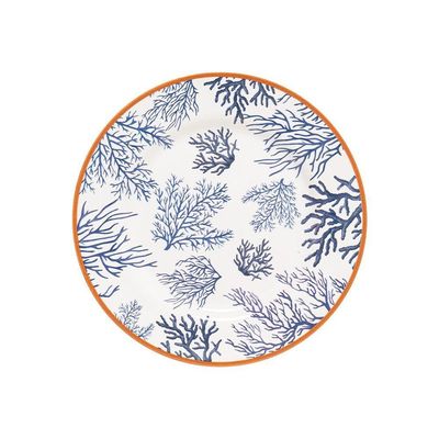 Prato De Sobremesa Copa E Cia Aquarelle Em Cerâmica Náutico Coral