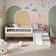 Cama Infantil Montessoriana Solteiro Escada Escorregador Proteção Aveiro Oak com Branco