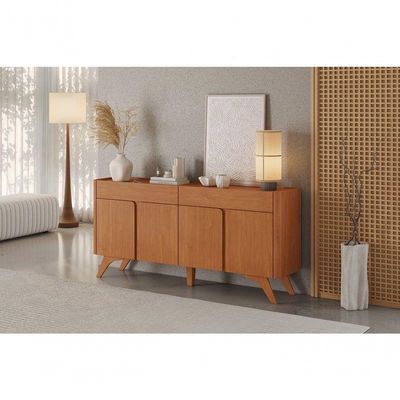 Buffet Aros 4 Portas Pés Madeira Maciça - Mavaular Naturalle