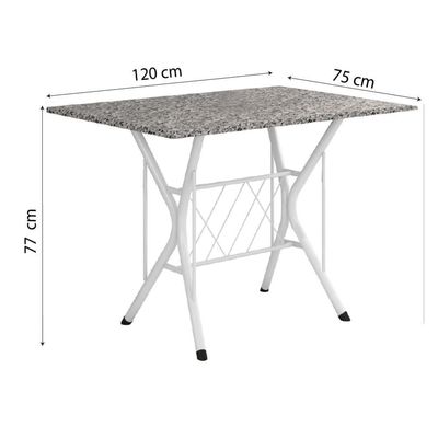 Conj Mesa Com 4 Cadeiras 1,20m Branco/Granitado/Floral Preto