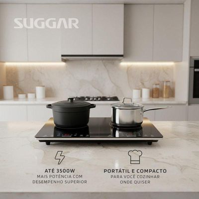 Cooktop Portátil De Indução 2 Zonas Preto 220V