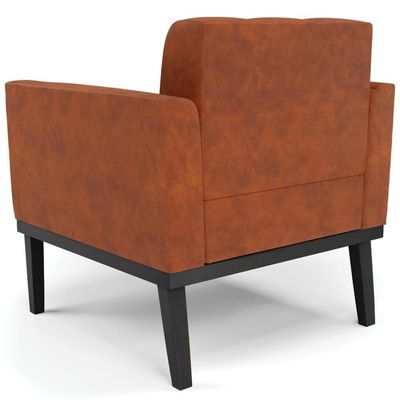 Poltrona Decorativa Base Madeira Preto Ana Sintético Pu Nozes - Ibiza