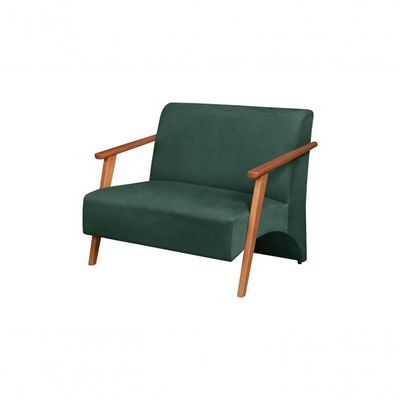 Poltrona Namoradeira Venus Braço Madeira Maciça Suede Unidecor Verde