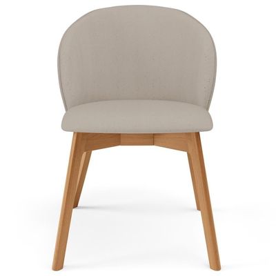 Kit 05 Cadeiras De Jantar E Estar Living Estofada Mia L02 Linho Bege - Lyam Decor