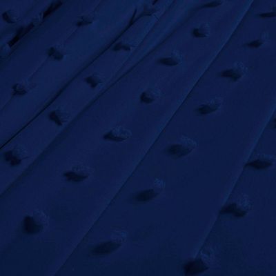 Cobre Leito Colcha Padrão Pompom 3 Peças Marinho - 100% Poliéster