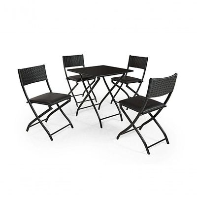 Jogo Mesa Preto Dobravel Com 4 Cadeiras Dobravel Preto