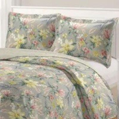 Kit Cobre Leito Colcha Daily King 3 Peças Dupla Face Estampado - Floral 54 - 100% Poliéster