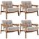 Kit 04 Poltronas Decorativa Fixa Para Sala Living Ikary L02 Canela Prime Bouclê Bege Escuro - Lyam Decor