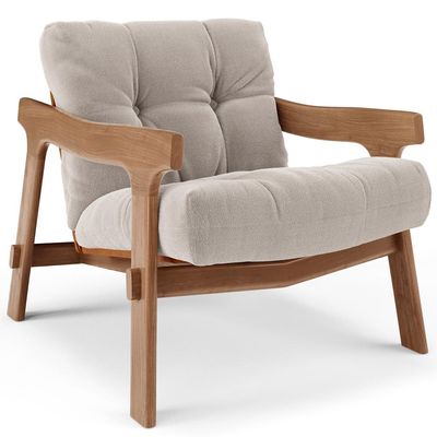 Kit 04 Poltronas Decorativa Fixa Para Sala Living Ikary L02 Canela Prime Bouclê Bege Escuro - Lyam Decor