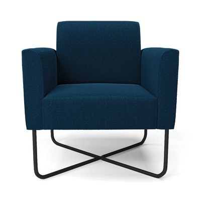 Poltrona Sala Base X Industrial Preto Marisa Bouclê Azul D03 - D'Rossi