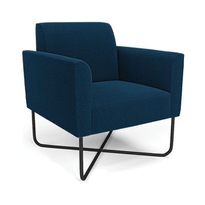 Poltrona Sala Base X Industrial Preto Marisa Bouclê Azul D03 - D'Rossi