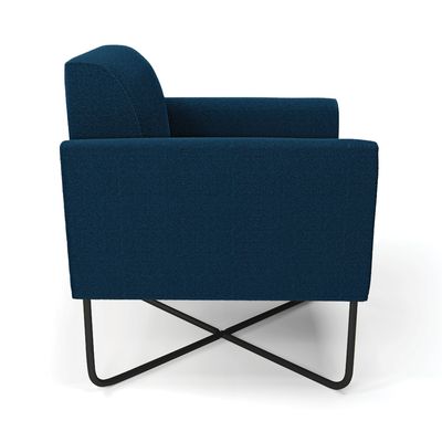 Poltrona Sala Base X Industrial Preto Marisa Bouclê Azul D03 - D'Rossi